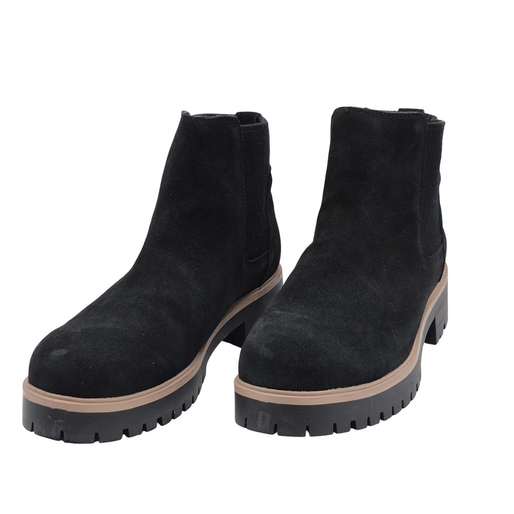 Eddie Bauer Boots Womens Size 11 Black Suede Bellingham Chelsea Waterproof Ankle